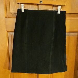 Copper Key Black Suede/Leather Pencil Skirt